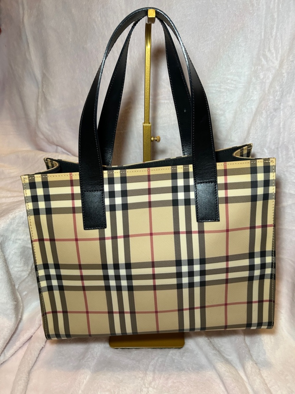 380. Burberry Nova Check Tote Bag with COA